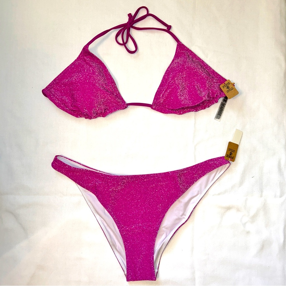 NWT: Shimmer Bikini Set Triangle Top and Brazilian Bottom | XXL | Plus Size